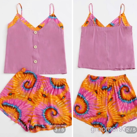 SHEIN Tie Dye Button Front Cami P.J.Set NWOT Size 2XL - Picture 8 of 8